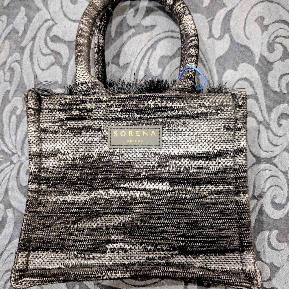 NWT Sorena Greece Kourelou Mini Tote Black And White $50 Handmade